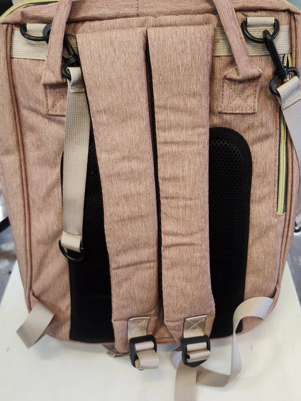 4-in-1 Rose Pink Diaper Bag with Portable Baby Bed